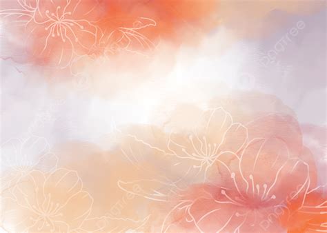 Orange Gradient Wedding Watercolor Floral Background, Background Decoration, Flowers, Background ...