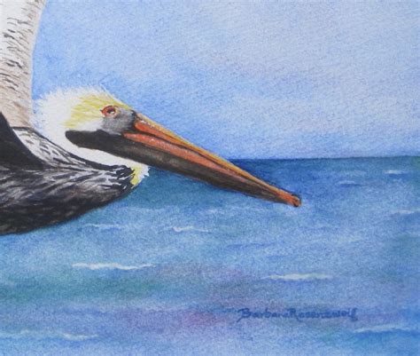 Flying Pelican Watercolor Painting Coastal Decor Anna Maria | Etsy