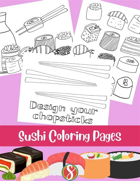 Free Sushi Coloring Pages — Stevie Doodles