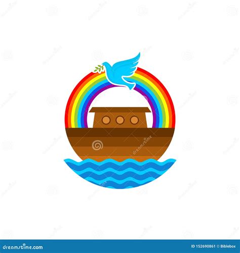 Logo of Noah`s Ark. Rainbow - a Symbol of the Covenant. Dove with a Branch of Olive Stock Vector ...