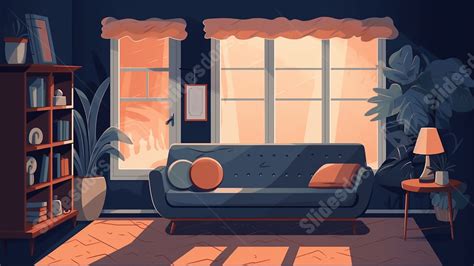 Living Room Flat Cartoon Powerpoint Background For Free Download - Slidesdocs