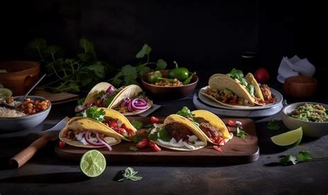 Premium AI Image | A plate of Mexican tacos