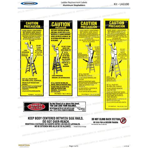 Werner LAS100 Safety Labels Aluminum Step Ladders - Industrial Ladder & Supply Co., Inc.