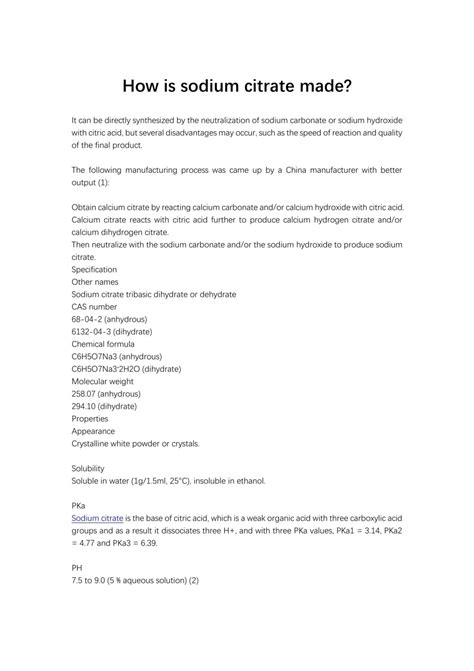 How is sodium citrate made