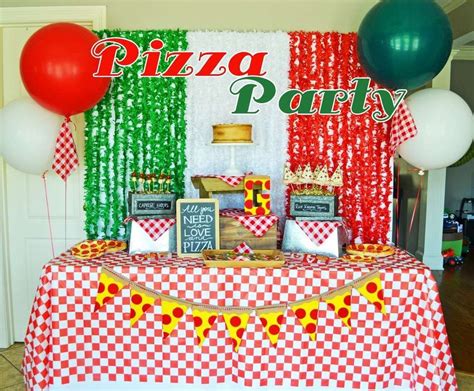 Classic Pizza Party | CatchMyParty.com Italian Party Decorations, Birthday Party Decorations ...