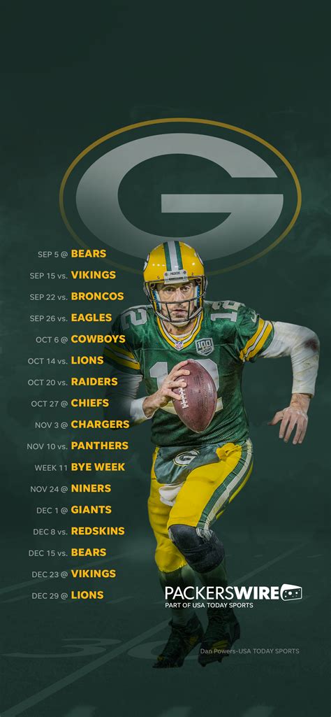 2019 Green Bay Packers Schedule: Downloadable Wallpaper