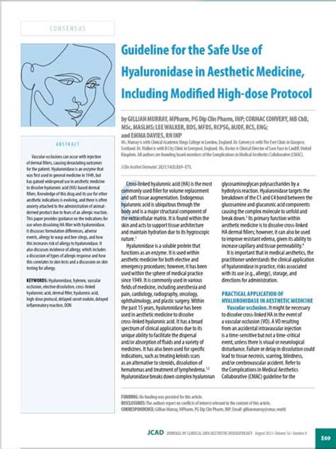 Guideline for the Safe Use of Hyaluronidase in Aesthetic Medicine, Including Modified High-dose ...