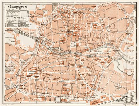 Old map of Nürnberg (Nuremberg) Center in 1909. Buy vintage map replica poster print or download ...