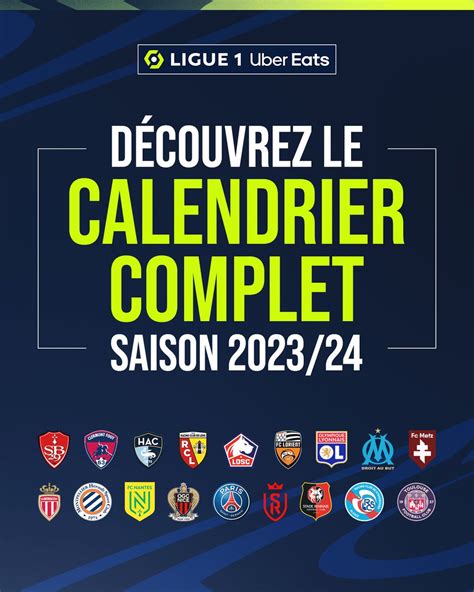 Ligue 1 Uber Eats on Twitter: "Le calendrier complet par club 🗓️ 🧵 ...