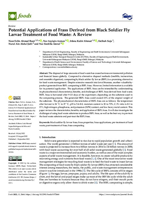 (PDF) Potential Applications of Frass Derived from Black Soldier Fly ...