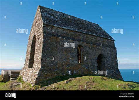 st.michaels chapel at rame head in cornwall, uk Stock Photo - Alamy