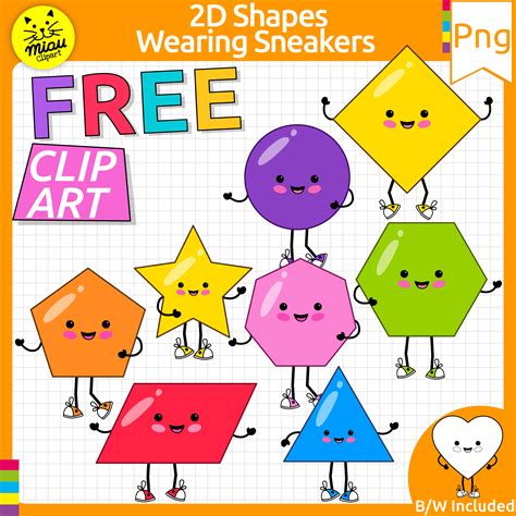 2d Shapes Clipart | 2d Shapes wearing Sneakers | Free clip art | Png | Made By Teachers