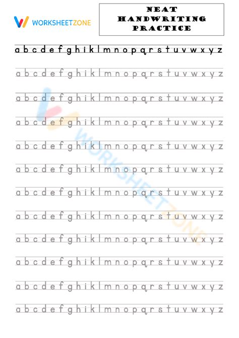 Neat Handwriting Practice Worksheet - Alphabet