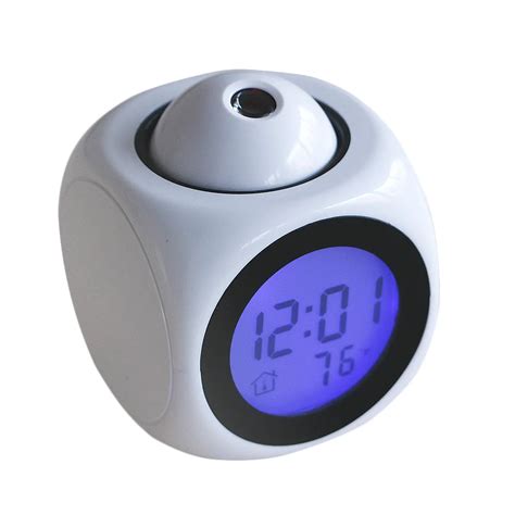 New Multifunctional Voice Talking LCD Time Temp Display Alarm Clock Projection Time Talking ...