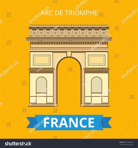 Arc De Triomphe, Paris. France. Flat Vector - Royalty Free Stock Vector 474961009 - Avopix.com