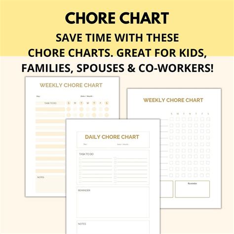 Chore Chart, Kids Chore Chart, Daily Chore Chart, Kid Printable Chore Chart, Weekly Family ...