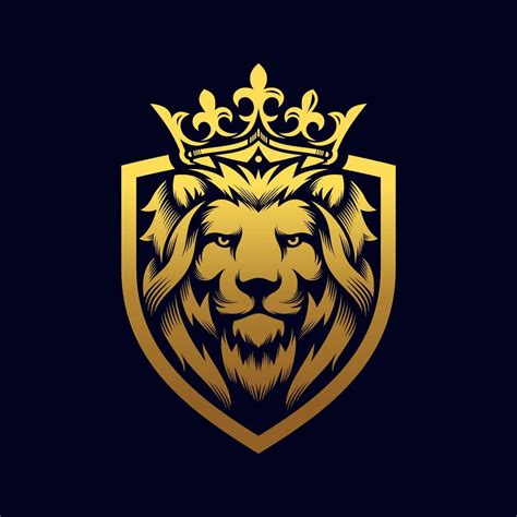 inspiração de design de logotipo de rei leão real dourado de luxo ...