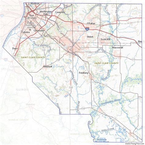 Topographic map of Saint Clair County, Illinois | Illinois