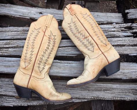 Vintage Tan Leather Cowboy Boots Women Size 6B Panhandle Slim Cowgirl Boots, Western Boots for Women