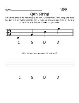 Open Strings Worksheet - Violin, Viola, Cello, and Bass by Lauren Ellis