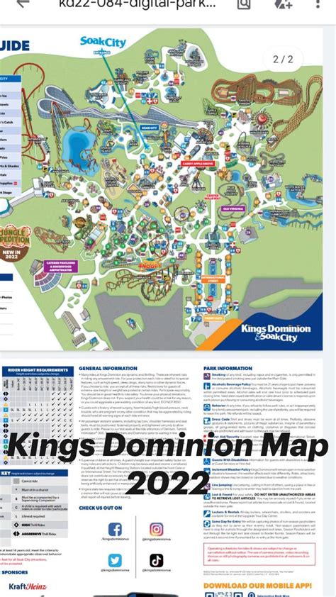 Kings Dominion Map 2022 in 2022 | City heights, Soak city, Map