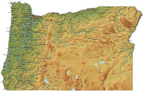 Detailed Oregon Map - OR Terrain Map