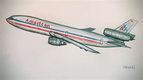 DC-10 AMERICAN AIRLINES drawing timelapse | Drawings, Plane drawing, Airplane tattoos