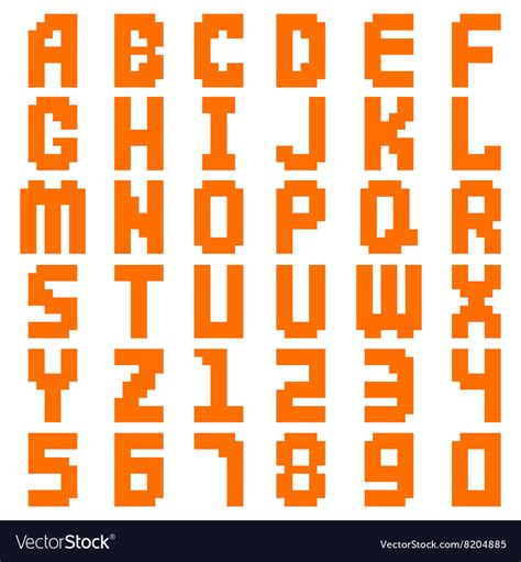 Alphabet abstract pixel art all letters and number