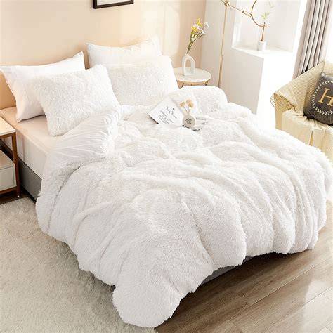 3-Piece Duvet Cover Set– Plush Fluffy Ultra Soft Faux Fur Comforter Cover with Faux Fur Pillow ...