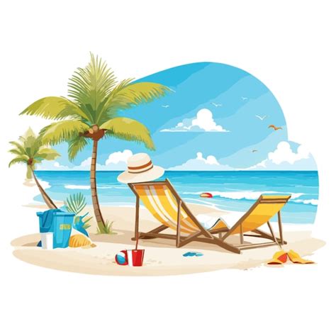 Relaxing at beach vector | Premium AI-generated vector