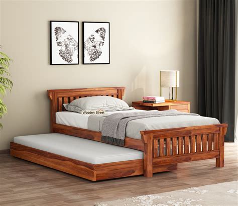 Buy Kendra Trundle Bed (Honey Finish) Online in India at Best Price ...