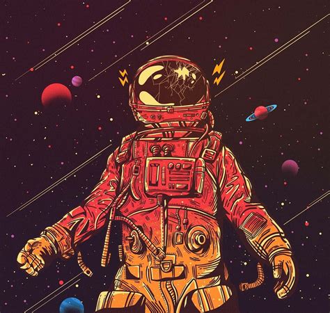 Download Trippy Astronaut In Space With Broken Helmet Wallpaper ...