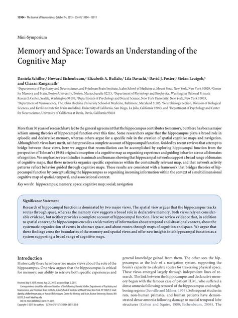 Memory and Space: Towards an Understanding of the Cognitive Map - DocsLib