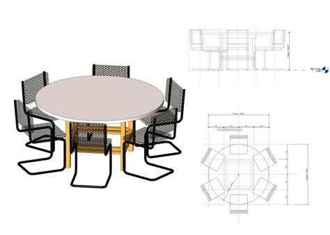 Mesa redonda con sillas en RFA | Descargar CAD (#117542) | Bibliocad