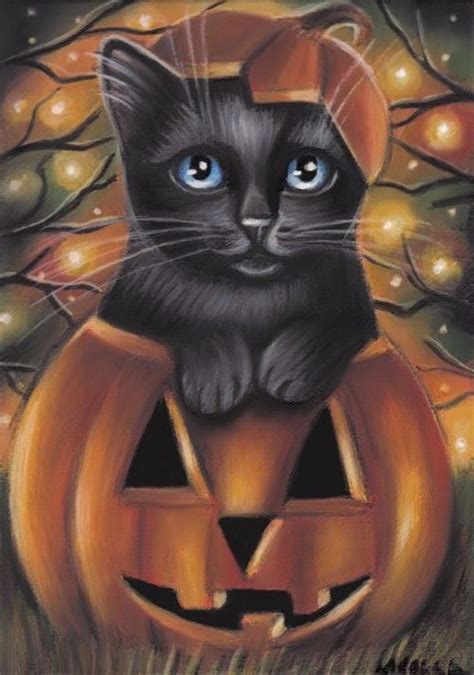 Crafts For Cats Halloween Cat Pumpkin Painting Kitten Pumpkins Cute ...