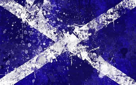 Download wallpapers Flag of Scotland, grunge art, paint splashes, creative art, Scottish flag ...