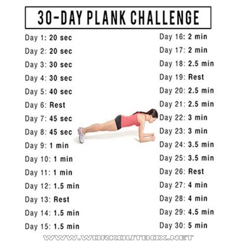 30 day plank challenge printable | 30 day plank challenge, Plank ...