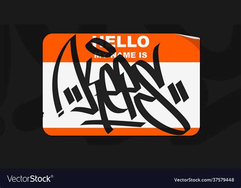 Graffiti style sticker hello my name is with some Vector Image