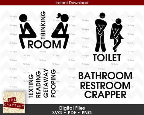 Funny Toilet Door Men Women Bathroom Restroom Signs Decal SVG | Etsy