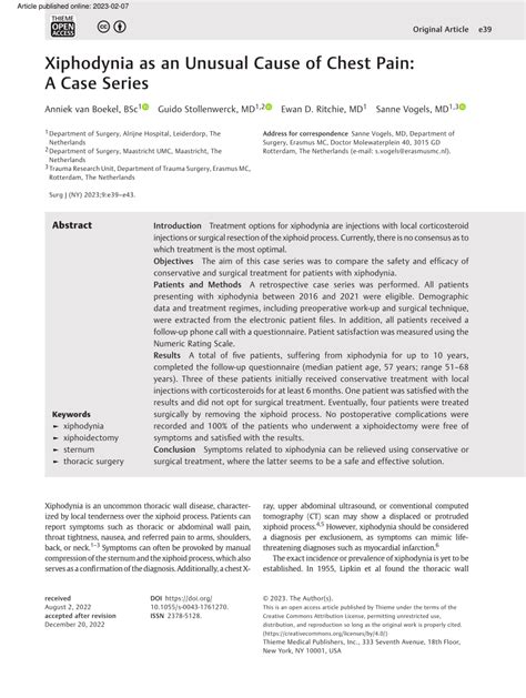 (PDF) Xiphodynia as an Unusual Cause of Chest Pain: A Case Series