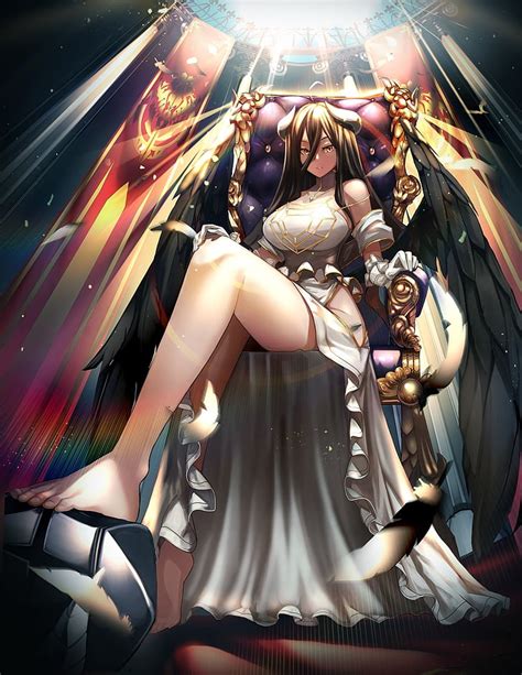 HD wallpaper: Overlord Albedo digital wallpaper, anime girls, dress, feet, horns | Wallpaper Flare