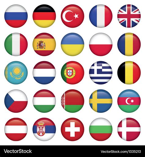 European icons round flags Royalty Free Vector Image