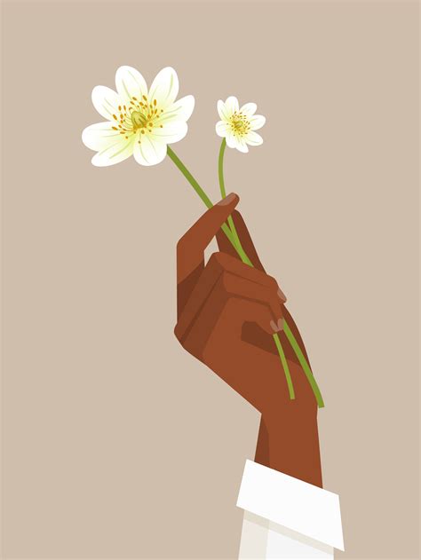 Black Female Hand Holding Flowers 1234710 Vector Art at Vecteezy