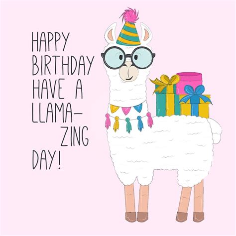 Llama happy birthday card | Premium Vector