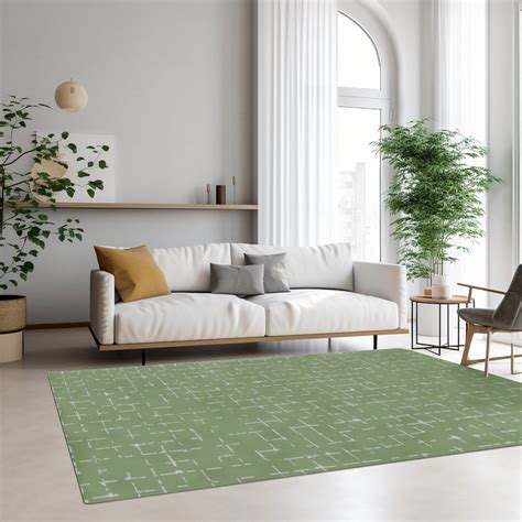 Area Rug Sage Green Living Room Abstract Floor Rug Geometric Modern ...