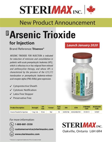 Arsenic Trioxide for Injection - SteriMax Inc.