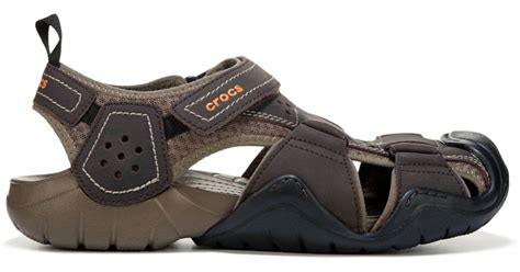 Crocs™ Swiftwater Leather Sandals in Brown for Men - Lyst