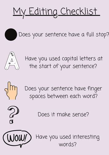 Writing Editing Checklist | Teaching Resources