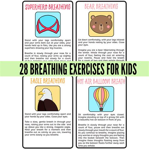 Mindful Breathing Exercises for Kids: Printable Cards - Childhood101 Shop