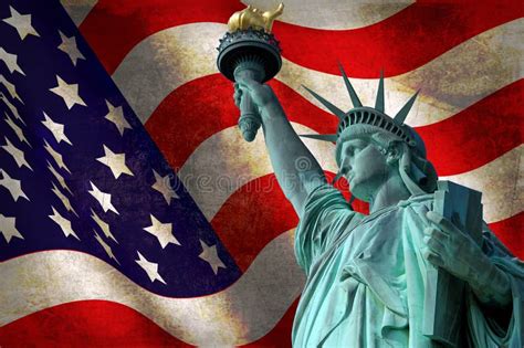 Statue of Liberty with USA Flag Stock Image - Image of building, national: 78749951